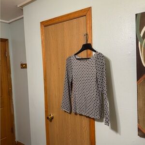 Ann Taylor Loft Small Multi-Color w/Geometric Print Long Sleeve Knit Blouse